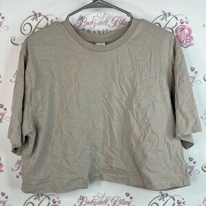 J.o & co tshirt tee cream Beige Crop Top cropped short style shirt grey